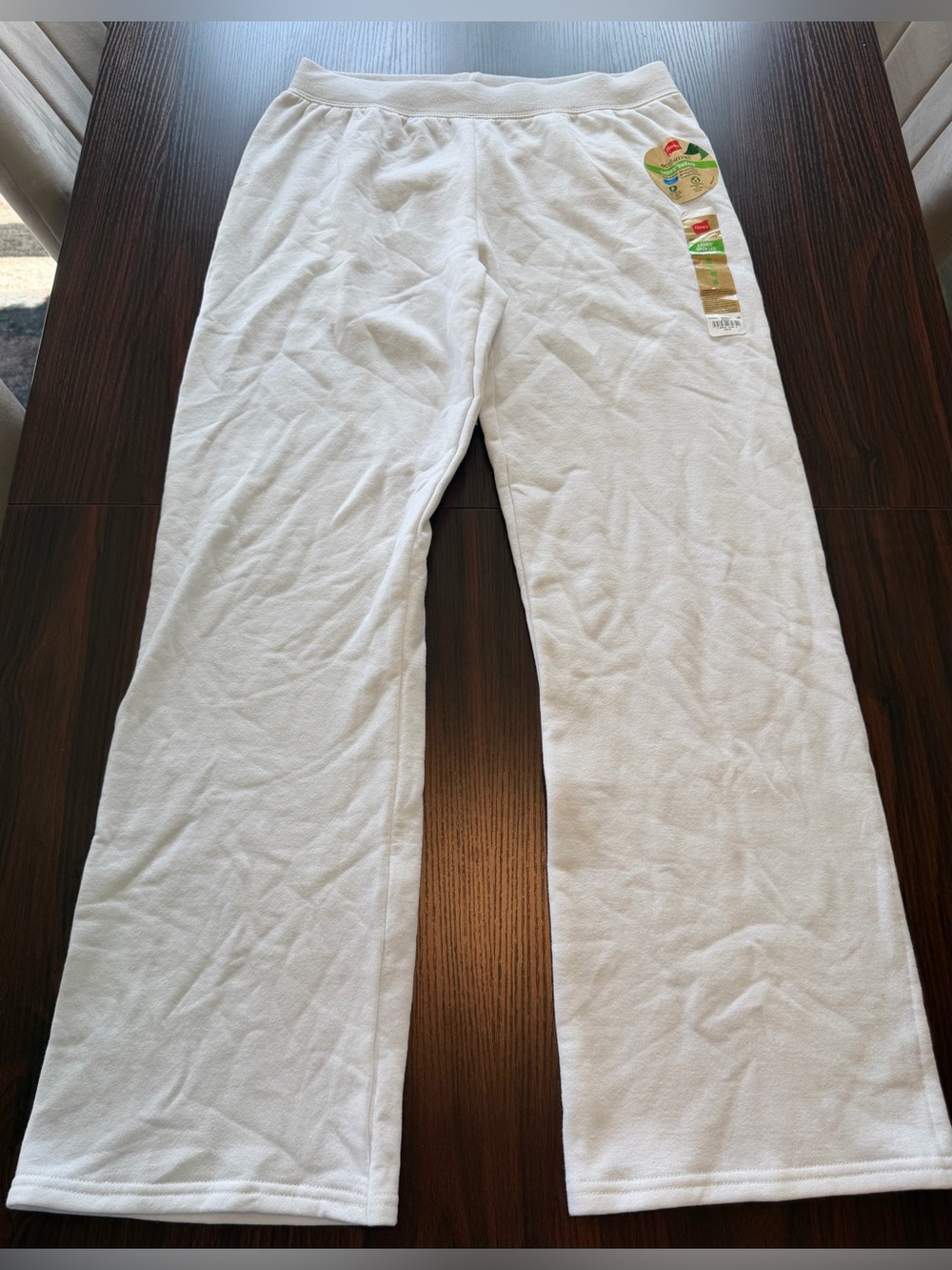 Hanes EcoSmart Women’s White Straight Leg Fleece Sweatpants Size S